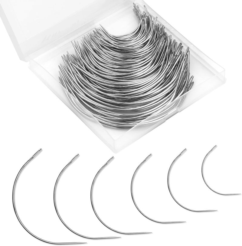 ZMAAGG 120 Pcs Leather Needles, Curved Sewing Needles, Weaving Needle for Carpet Leather Canvas Repairing, Blocking Knitting, Modelling and Crafts - Image 1